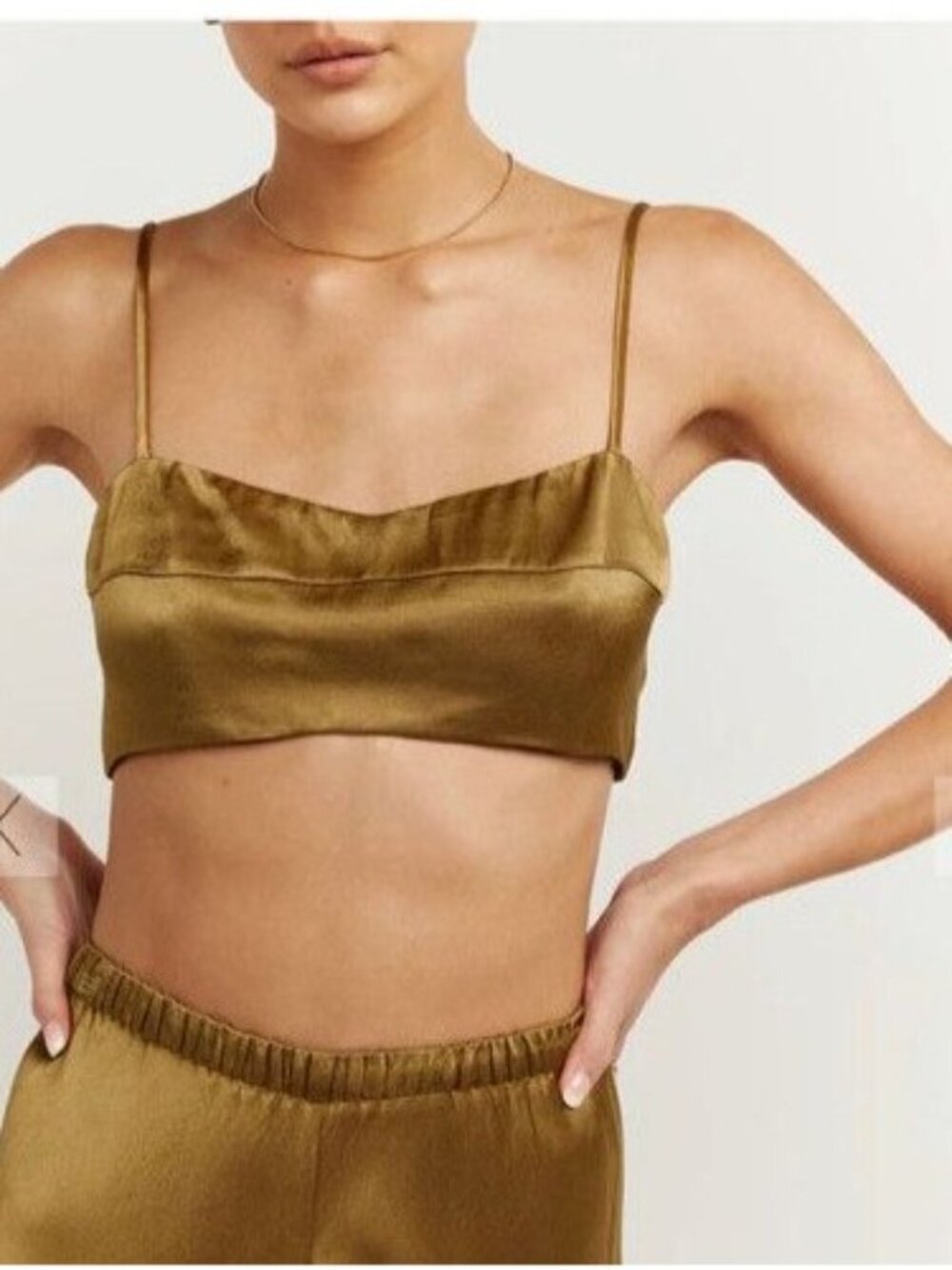 DISSH Simone Satin Crop Top Sz 6 Chartreuse